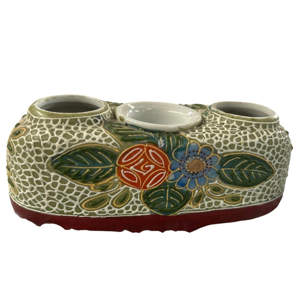 Beautiful 1930s Ceramic Double Ink Pot by Takito